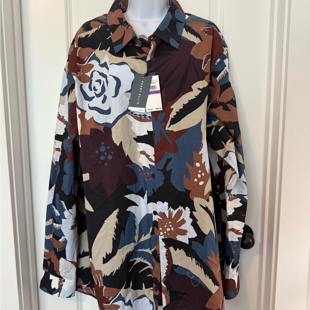 Perry Ellis Multicolor Floral Shirt